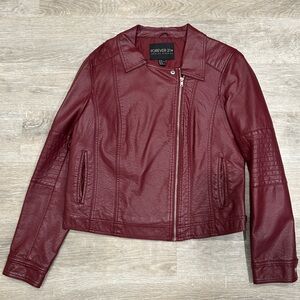 Forever 21 Women's Burgundy Leather Jacket